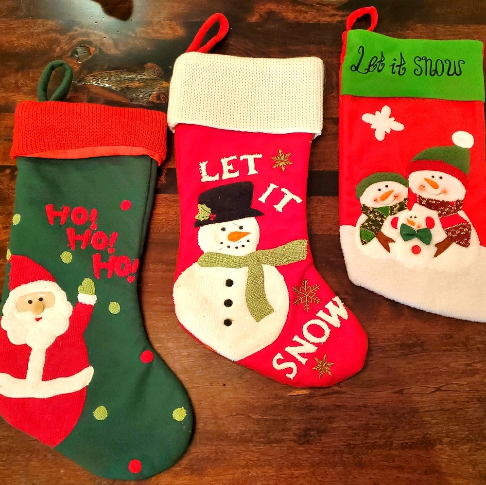 Christmas Stockings w/ Snowmen & Santa